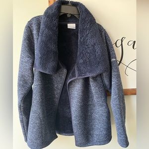 Columbia Heather Navy Open Fleece cardigan